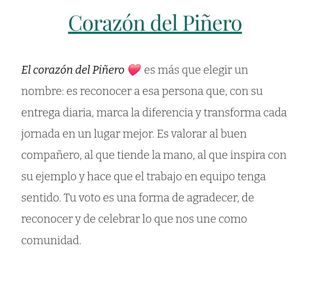 Corazón del Piñero — El corazón del Piñero es más que elegir un nombre: es reconocer a esa persona que, con su entrega diaria, marca la diferencia.